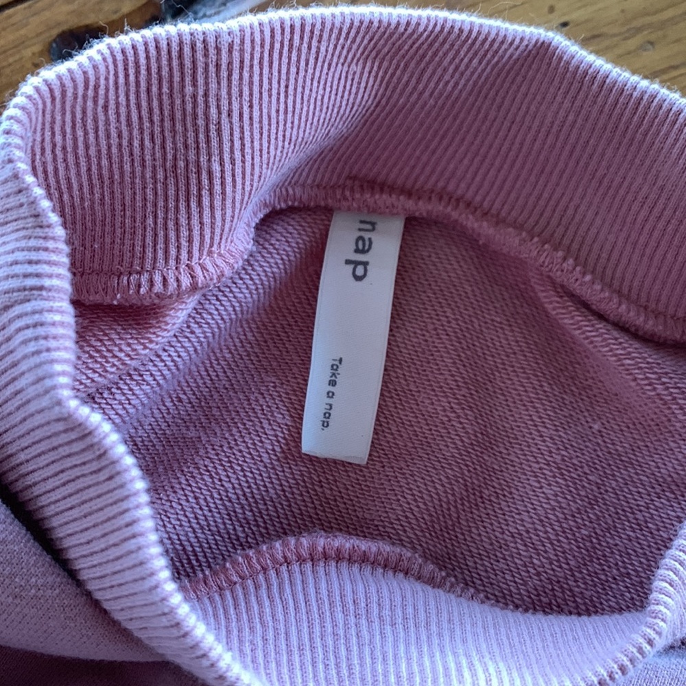 NAP Drawstring Hem Cotton Sweatshirt Blush Pink Oversized Top Women’s Size Large - Picture 9 of 12